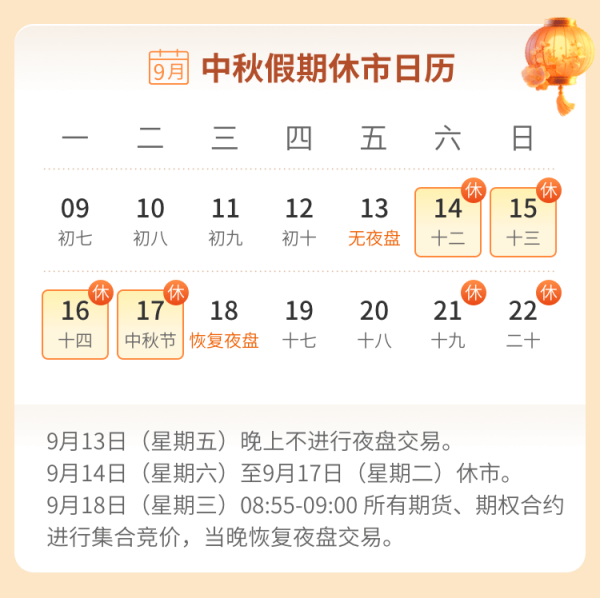 散户炒股 2024年中秋假期休市提醒